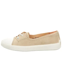 Leren ballerina's beige