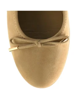 Leren ballerina's beige