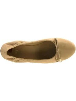 Leren ballerina's beige