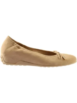 Leren ballerina's beige