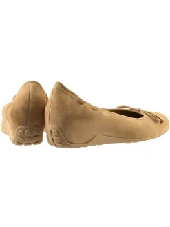Leren ballerina's beige