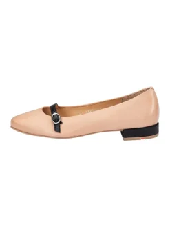 Leren ballerina's beige