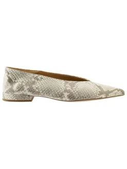 Leren ballerina's beige/meerkleurig