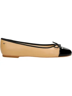 Leren ballerina's beige/zwart