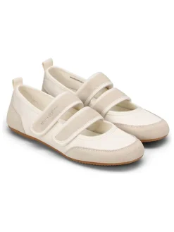 Leren ballerina's crème