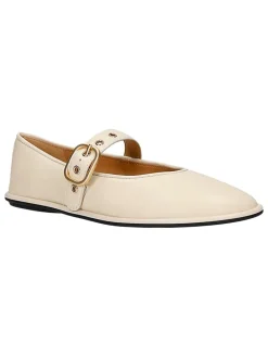 Leren ballerina's crème