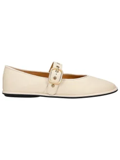 Leren ballerina's crème