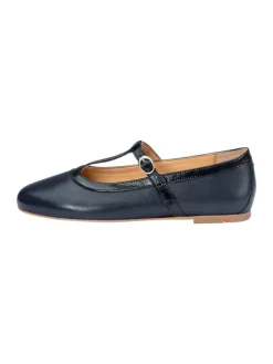 Leren ballerina's donkerblauw