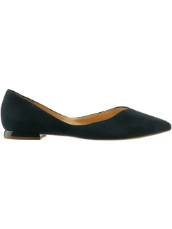 Leren ballerina's donkerblauw