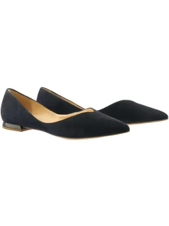 Leren ballerina's donkerblauw