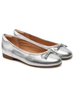 Leren ballerina's "Fawna" zilverkleurig