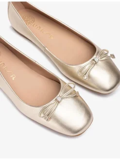 Leren ballerina's goudkleurig