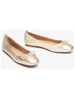 Leren ballerina's goudkleurig