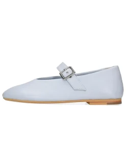 Leren ballerina's lichtblauw