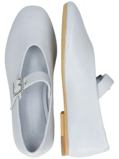 Leren ballerina's lichtblauw