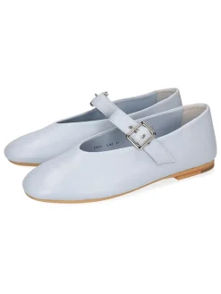 Leren ballerina's lichtblauw