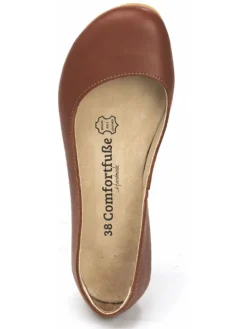 Leren ballerina's lichtbruin