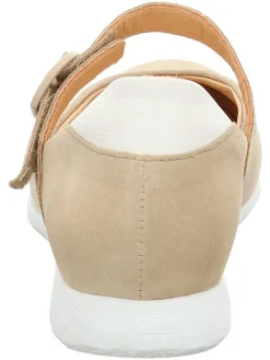 Leren ballerina's met bandje beige