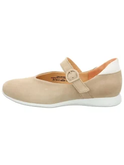 Leren ballerina's met bandje beige
