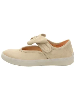 Leren ballerina's met bandje beige