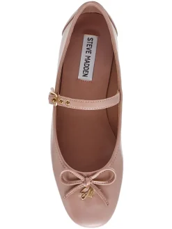 Leren ballerina's met bandje lichtroze