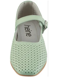 Leren ballerina's met bandje mintgroen