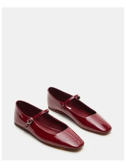 Leren ballerina's met bandje rood