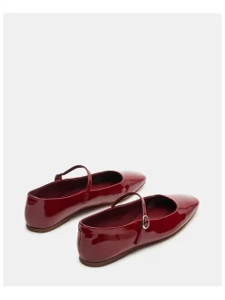 Leren ballerina's met bandje rood