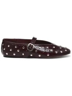 Leren ballerina's met bandje rood
