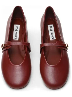 Leren ballerina's met bandje rood
