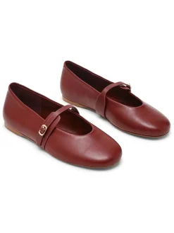 Leren ballerina's met bandje rood