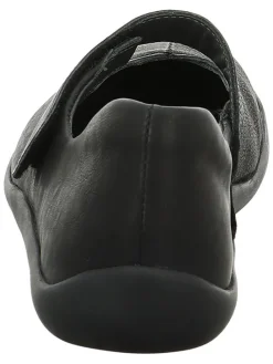 Leren ballerina's met bandje zwart