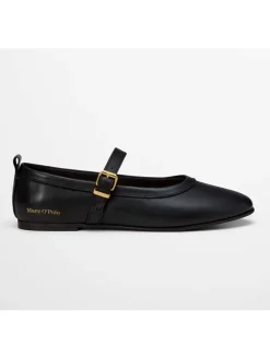 Leren ballerina's met bandje zwart