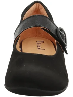 Leren ballerina's met bandje zwart