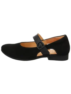 Leren ballerina's met bandje zwart