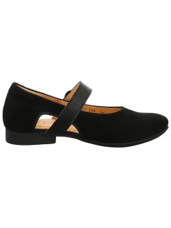 Leren ballerina's met bandje zwart
