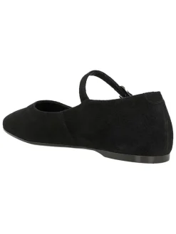 Leren ballerina's met bandje zwart