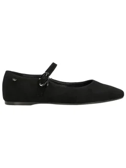 Leren ballerina's met bandje zwart