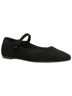 Leren ballerina's met bandje zwart
