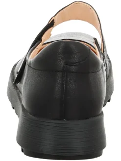 Leren ballerina's met bandje zwart