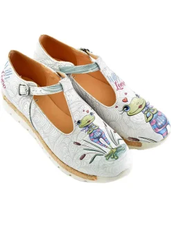 Leren ballerina's wit/grijs