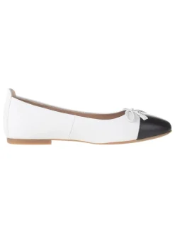 Leren ballerina's wit/zwart