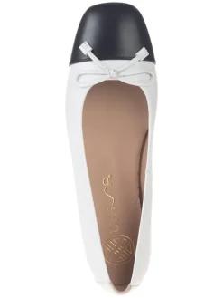 Leren ballerina's wit/zwart