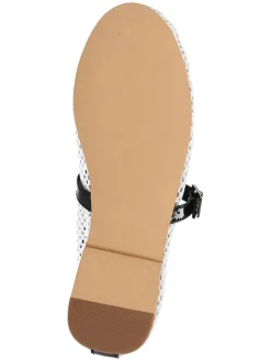 Leren ballerina's wit/zwart