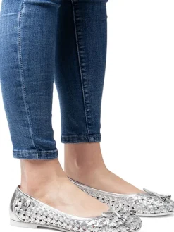 Leren ballerina's zilver/zilverkleurig