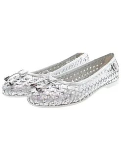 Leren ballerina's zilver/zilverkleurig