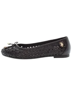 Leren ballerina's zwart