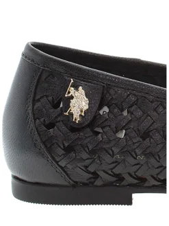 Leren ballerina's zwart