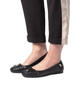 Leren ballerina's zwart