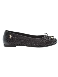 Leren ballerina's zwart
